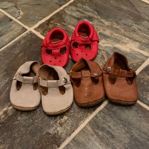 Lot of three infant girl “Mary Jane” style leather shoes